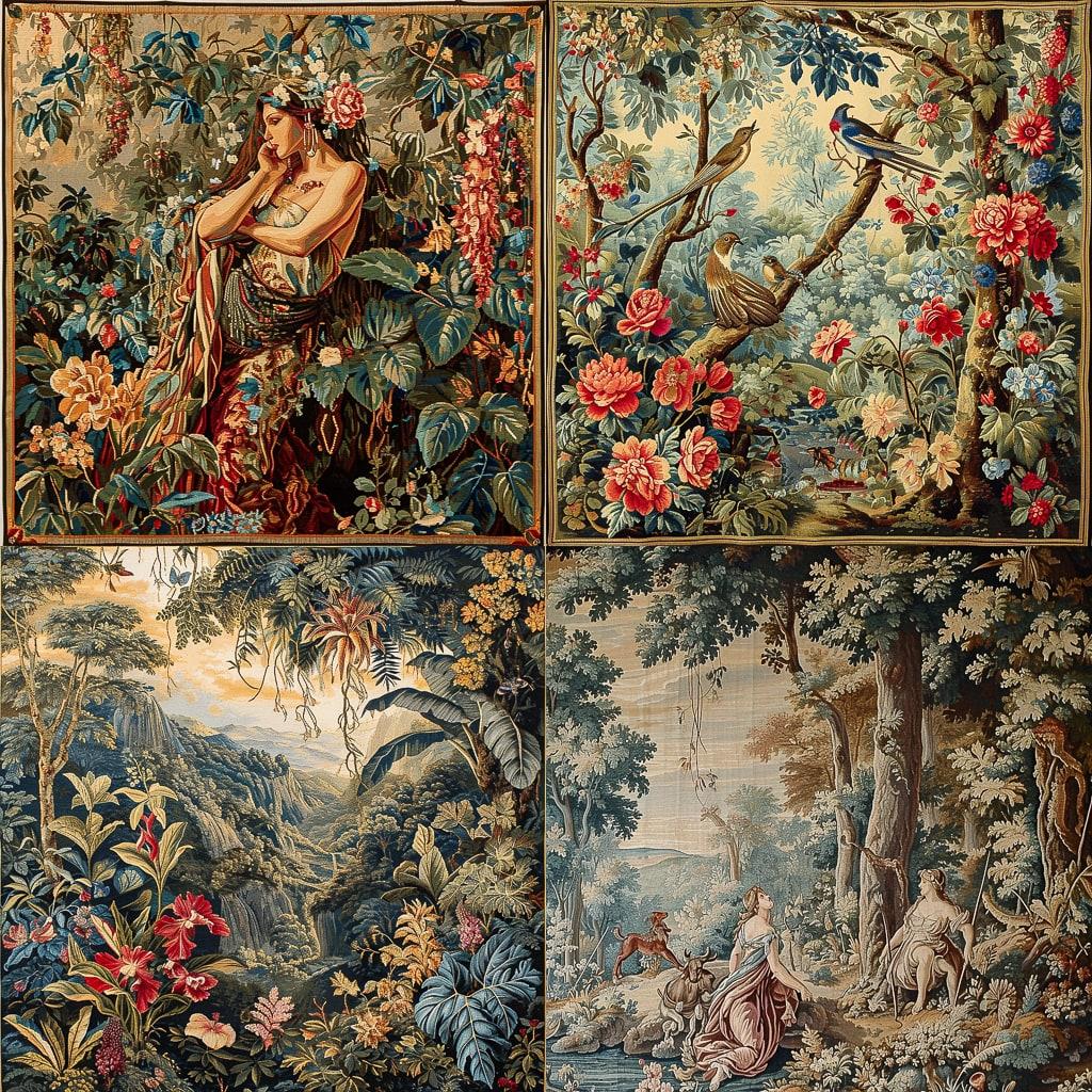 Gobelin tapestry style, Midjourney V6, render 1 of 4
