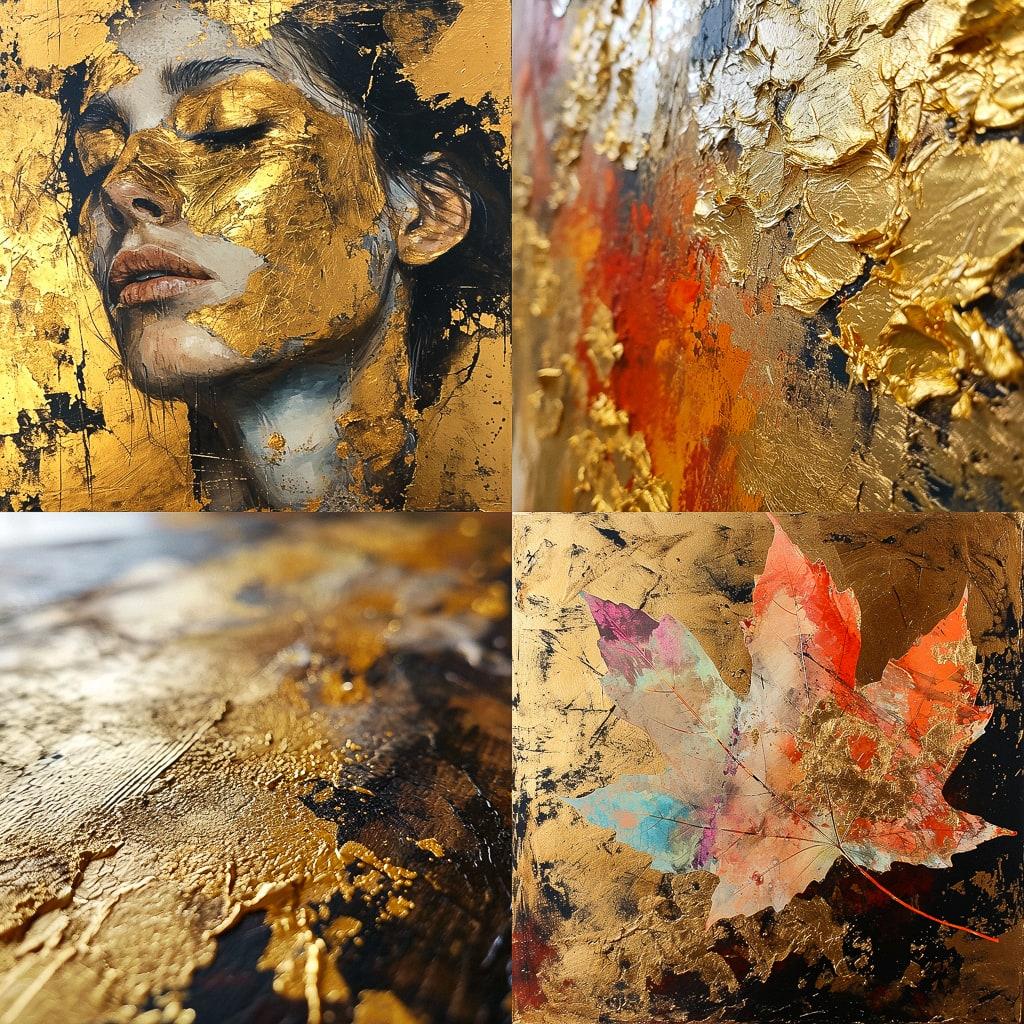 Gold leafing style, Midjourney V6, render 1 of 4