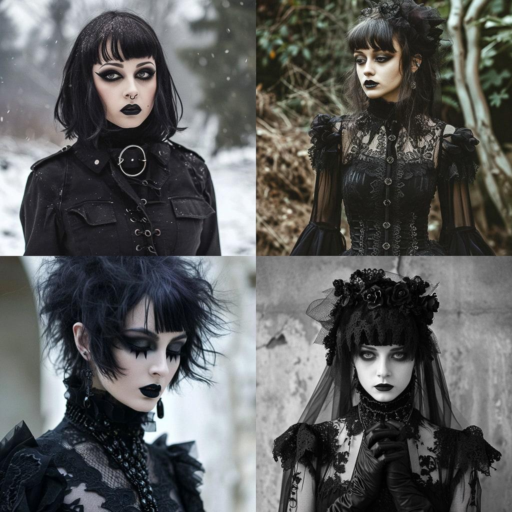 Goth fashion style, Midjourney V6, render 1 of 4