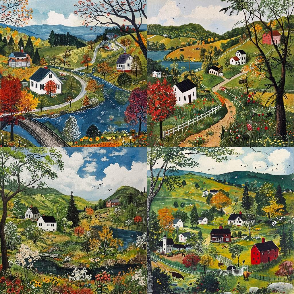 Grandma Moses style, Midjourney V6, render 1 of 4