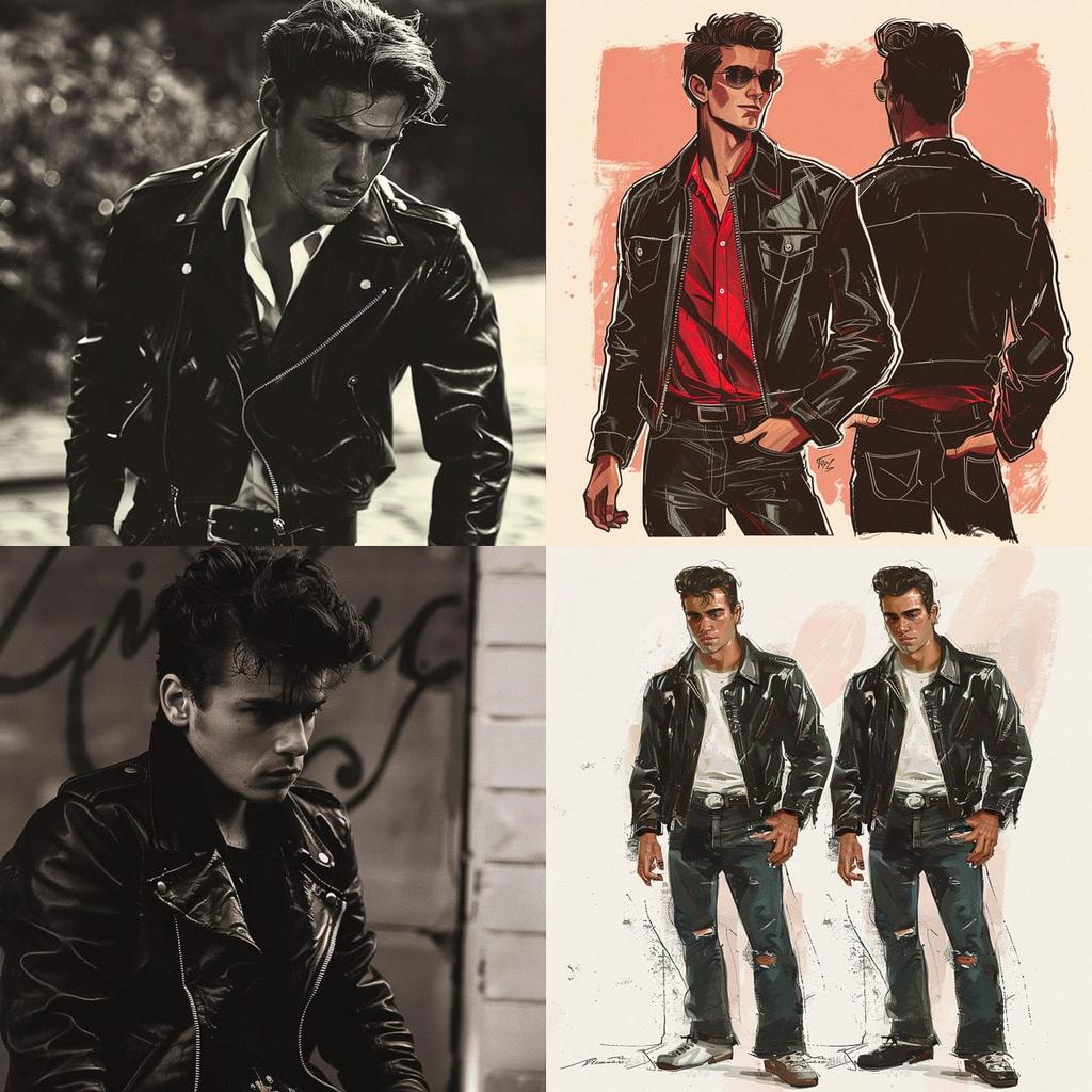 Greaser fashion style, Midjourney V6, render 1 of 4