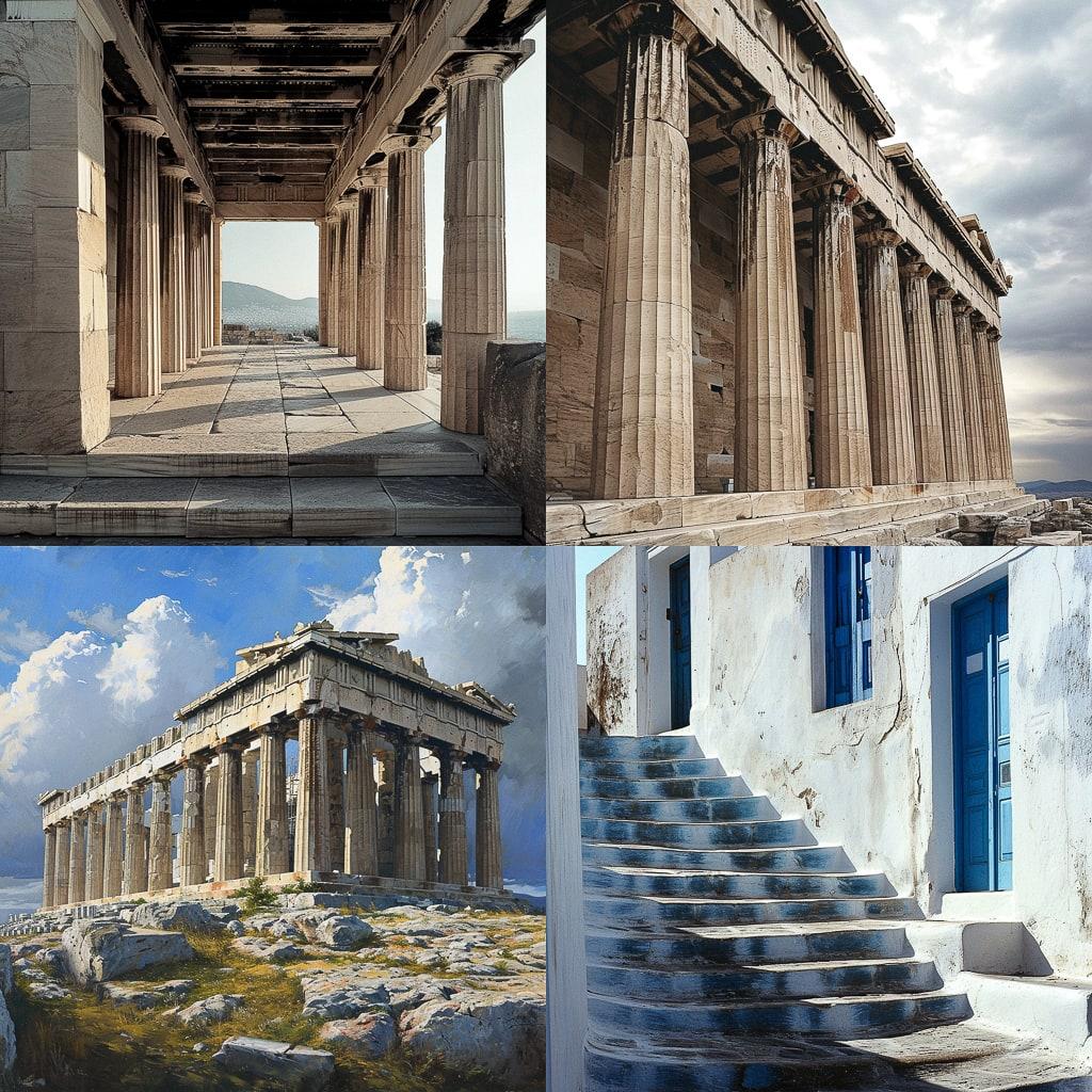 Greek architecture style, Midjourney V6, render 1 of 4