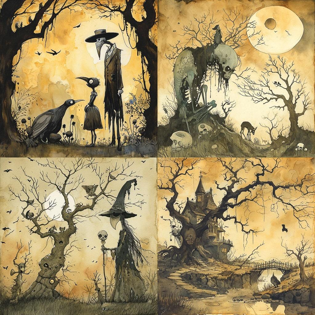 Gris Grimly style, Midjourney V6, render 1 of 4