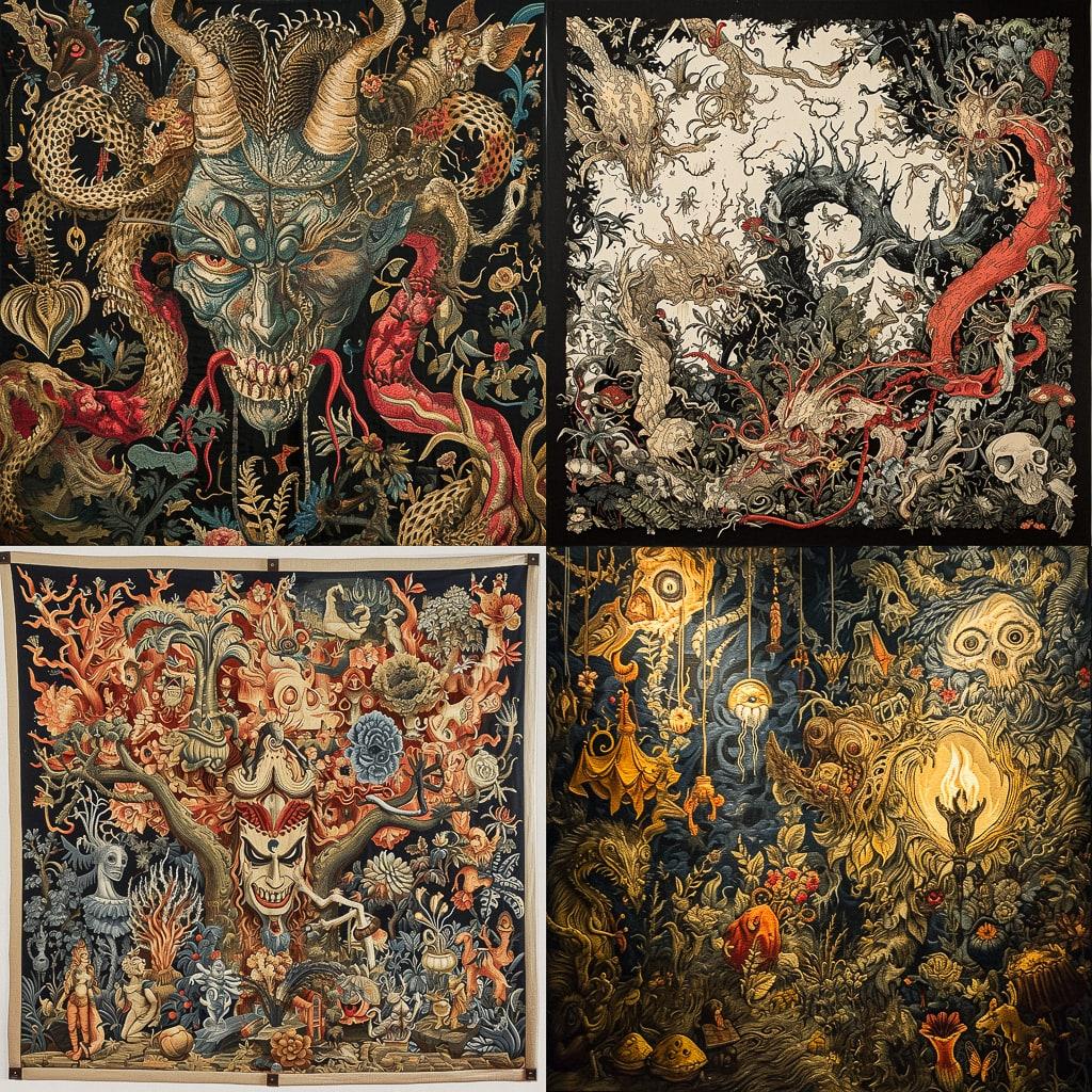Grotesque tapestry style, Midjourney V6, render 1 of 4