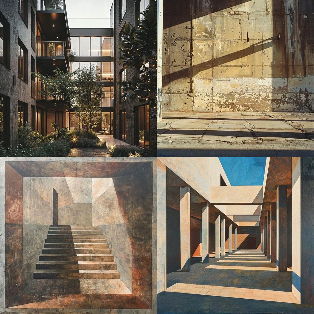 Ground-level view style, Midjourney V6, render 1 of 4