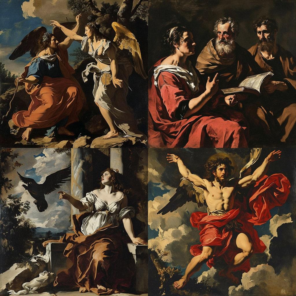 Guercino style, Midjourney V6, render 1 of 4