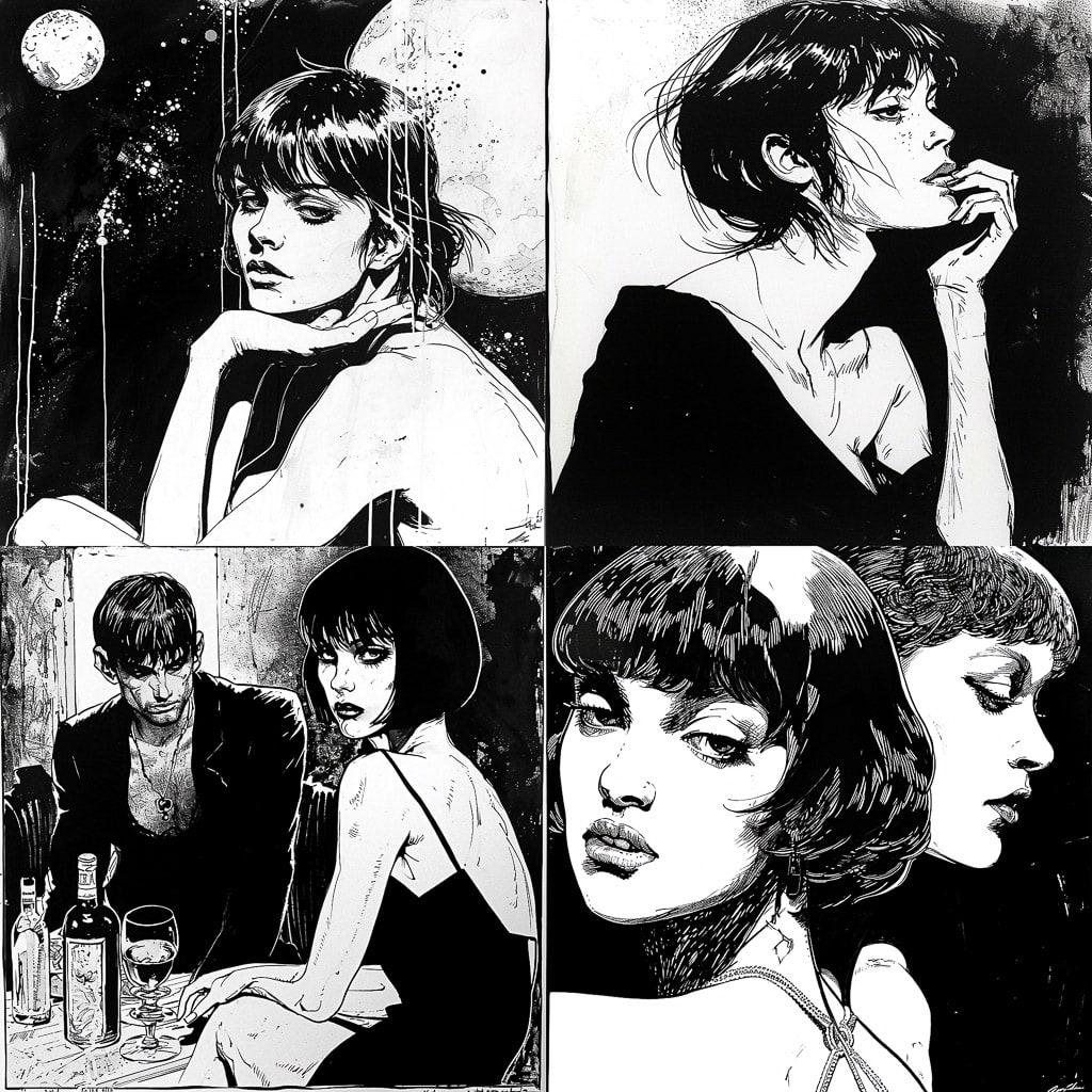 Guido Crepax style, Midjourney V6, render 1 of 4