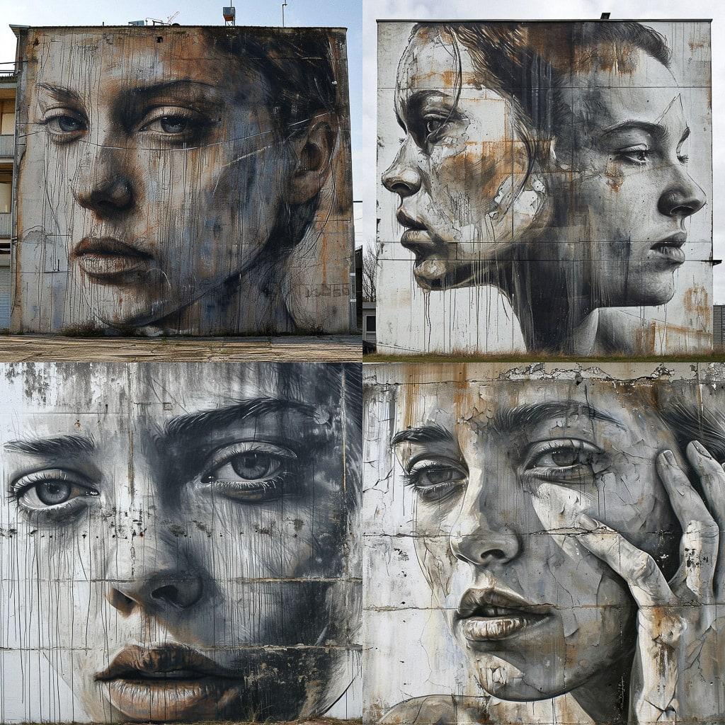 Guido van Helten style, Midjourney V6, render 1 of 4