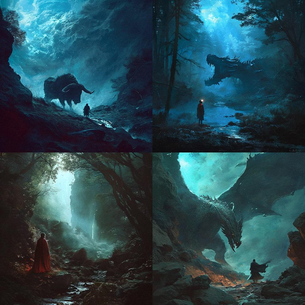 Guillem H. Pongiluppi style, Midjourney V6, render 1 of 4
