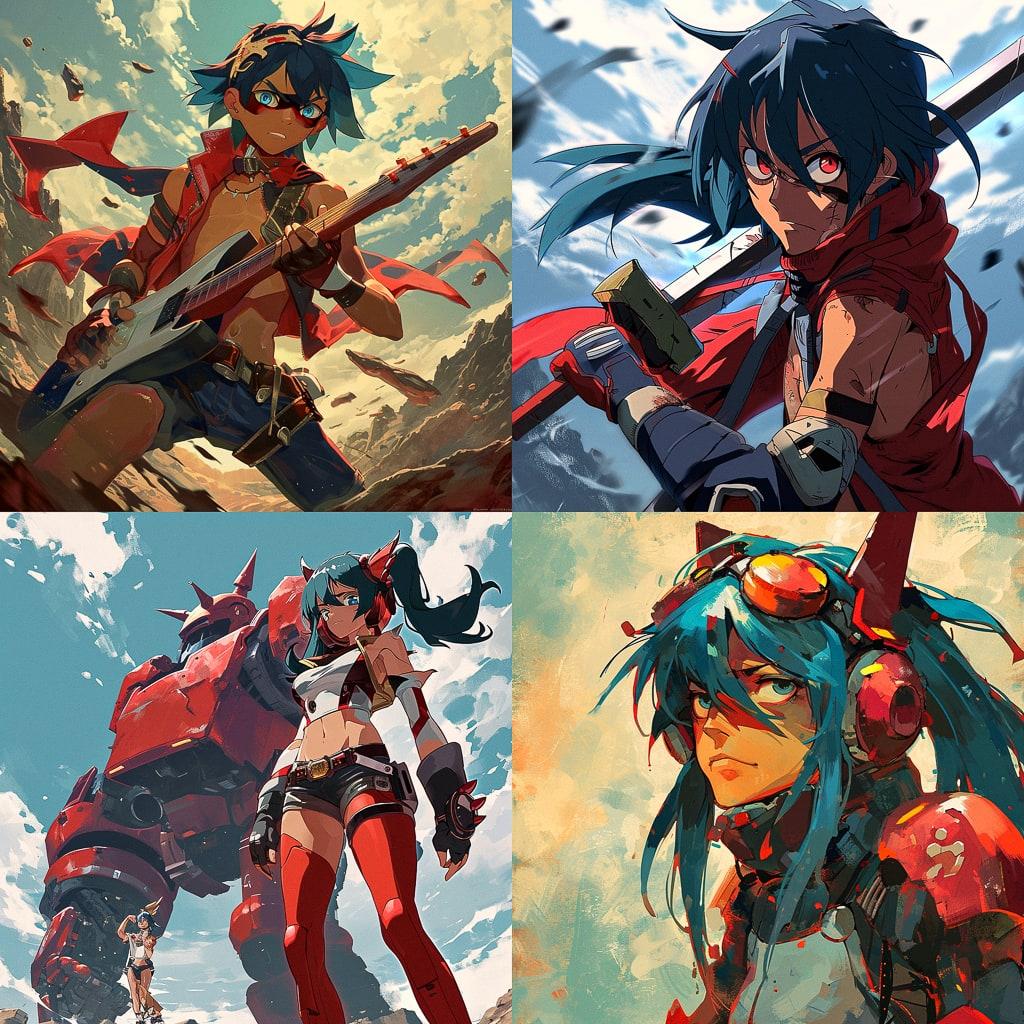 Gurren Lagann style, Midjourney V6, render 1 of 4