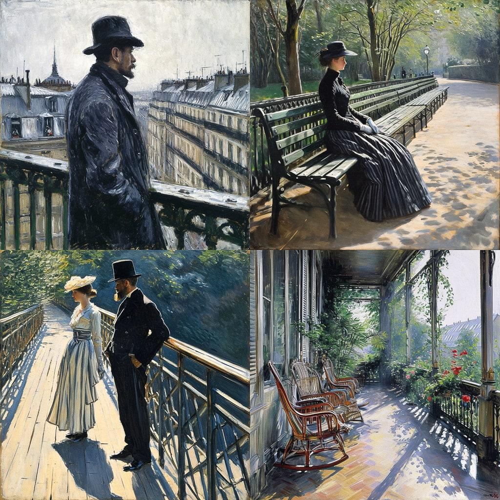 Gustave Caillebotte style, Midjourney V6, render 1 of 4