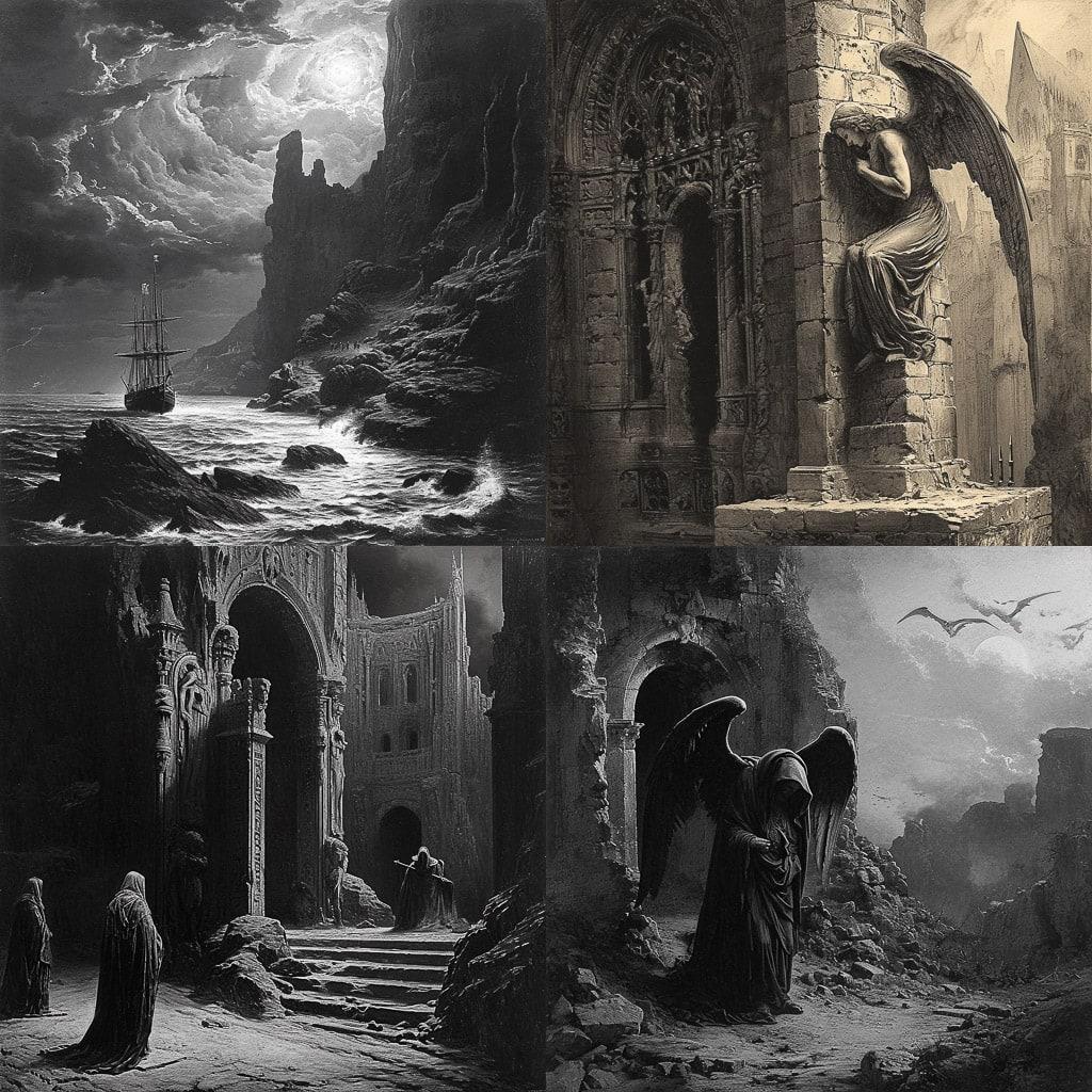 Gustave Dore style, Midjourney V6, render 1 of 4