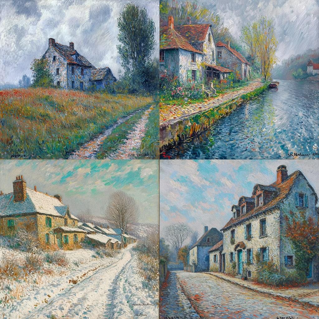Gustave Loiseau style, Midjourney V6, render 1 of 4