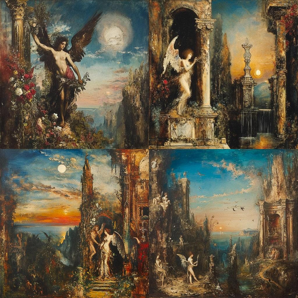 Gustave Moreau style, Midjourney V6, render 1 of 4