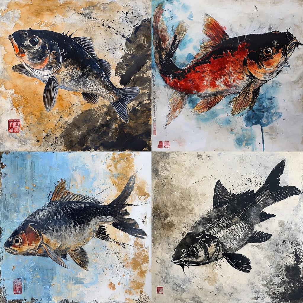 Gyotaku style, Midjourney V6, render 1 of 4