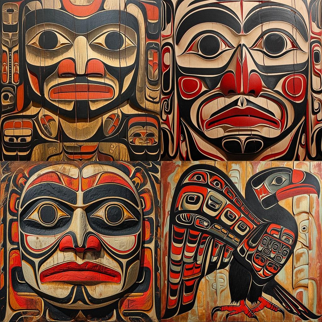 Haida art style, Midjourney V6, render 1 of 4