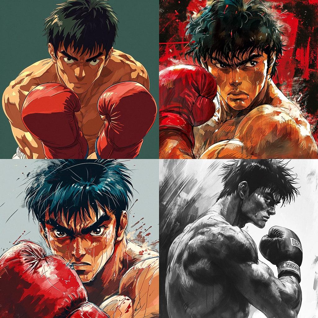 Hajime no Ippo style, Midjourney V6, render 1 of 4