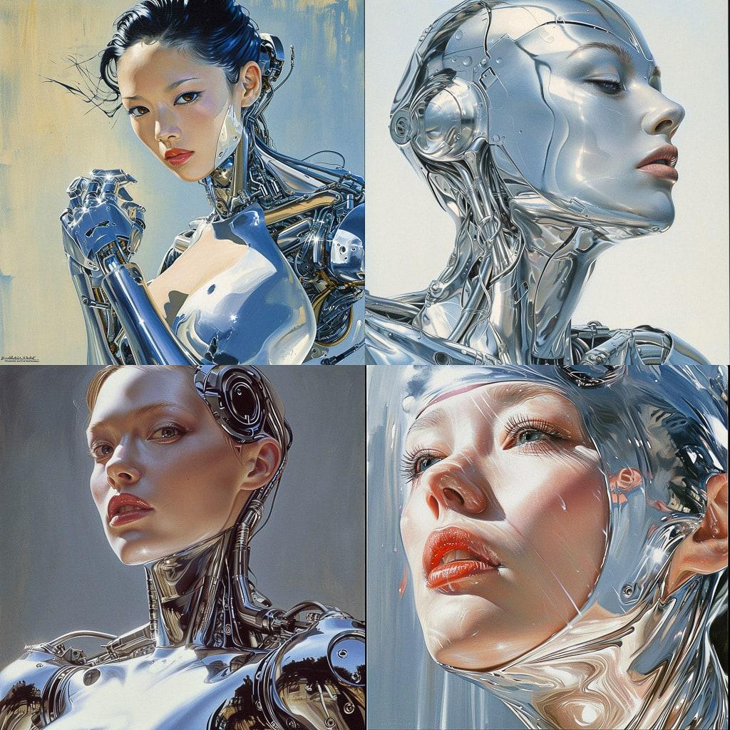 Hajime Sorayama style, Midjourney V6, render 1 of 4