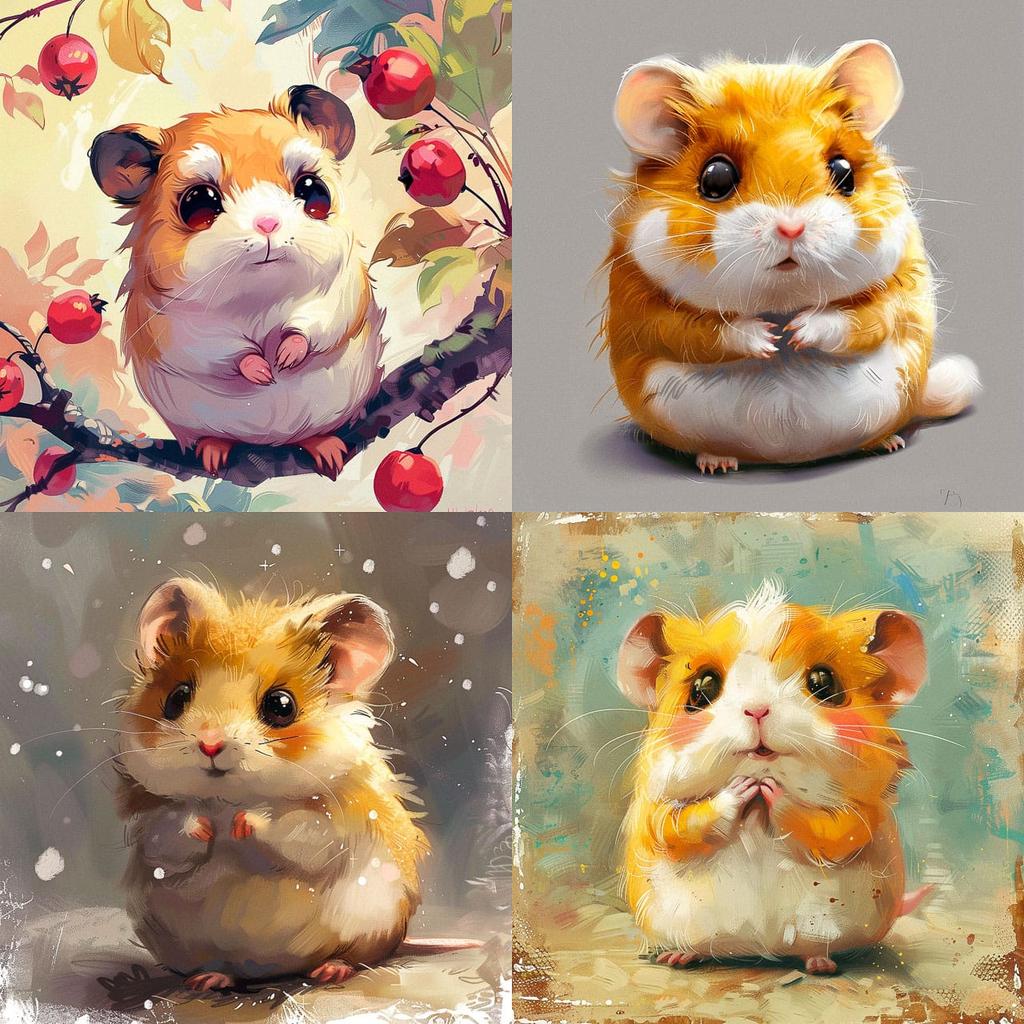Hamtaro style, Midjourney V6, render 1 of 4
