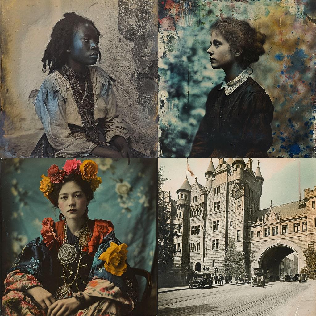 Hand-colored photograph style, Midjourney V6, render 1 of 4