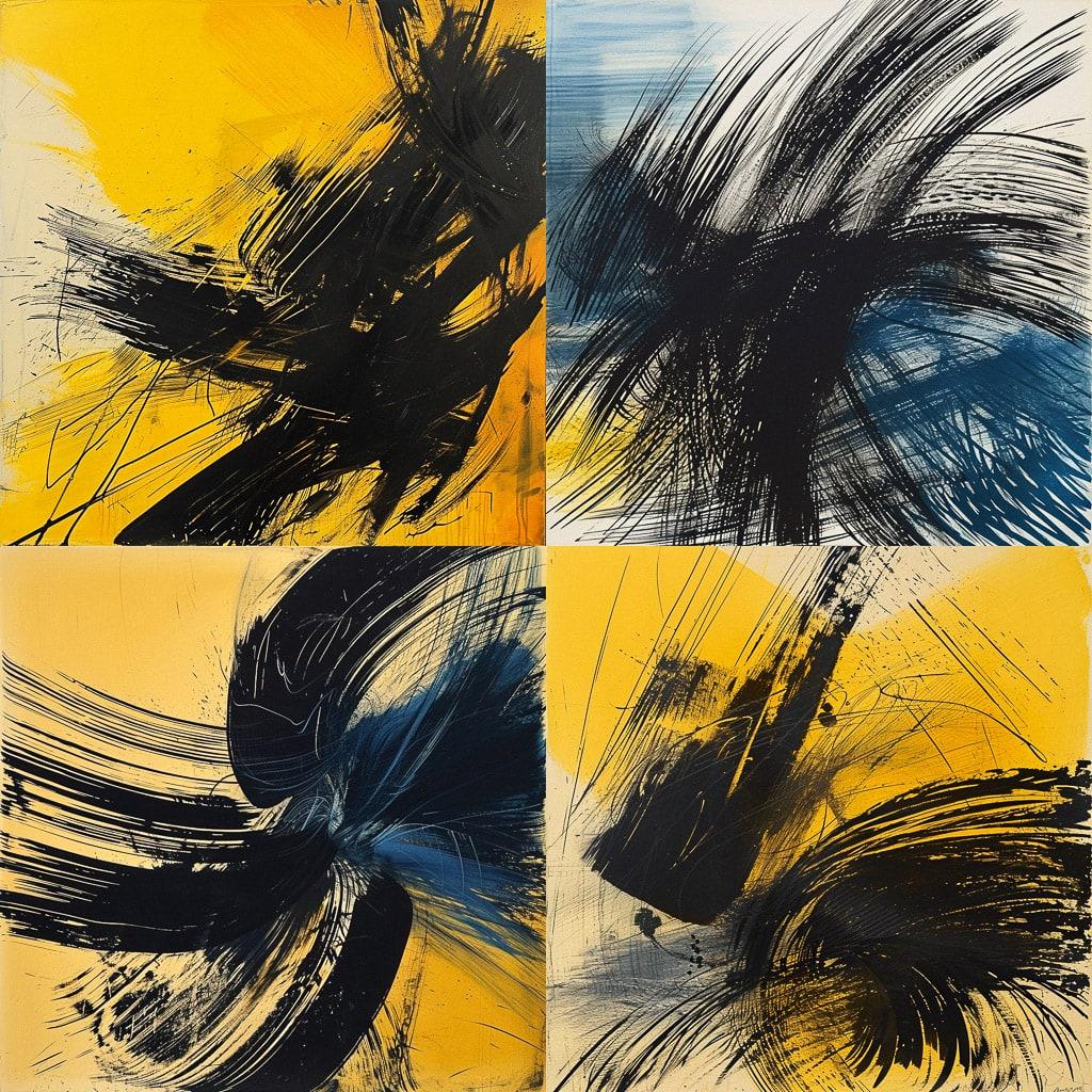 Hans Hartung style, Midjourney V6, render 1 of 4