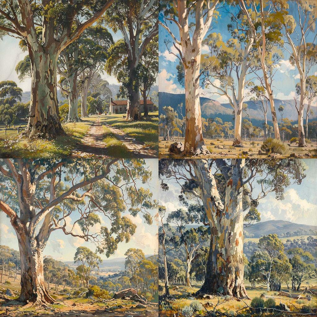 Hans Heysen style, Midjourney V6, render 1 of 4