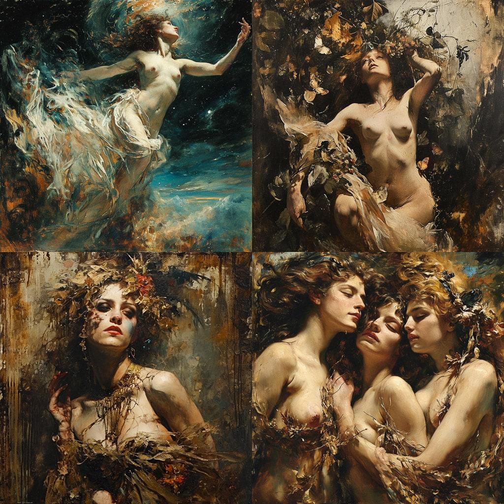 Hans Makart style, Midjourney V6, render 1 of 4