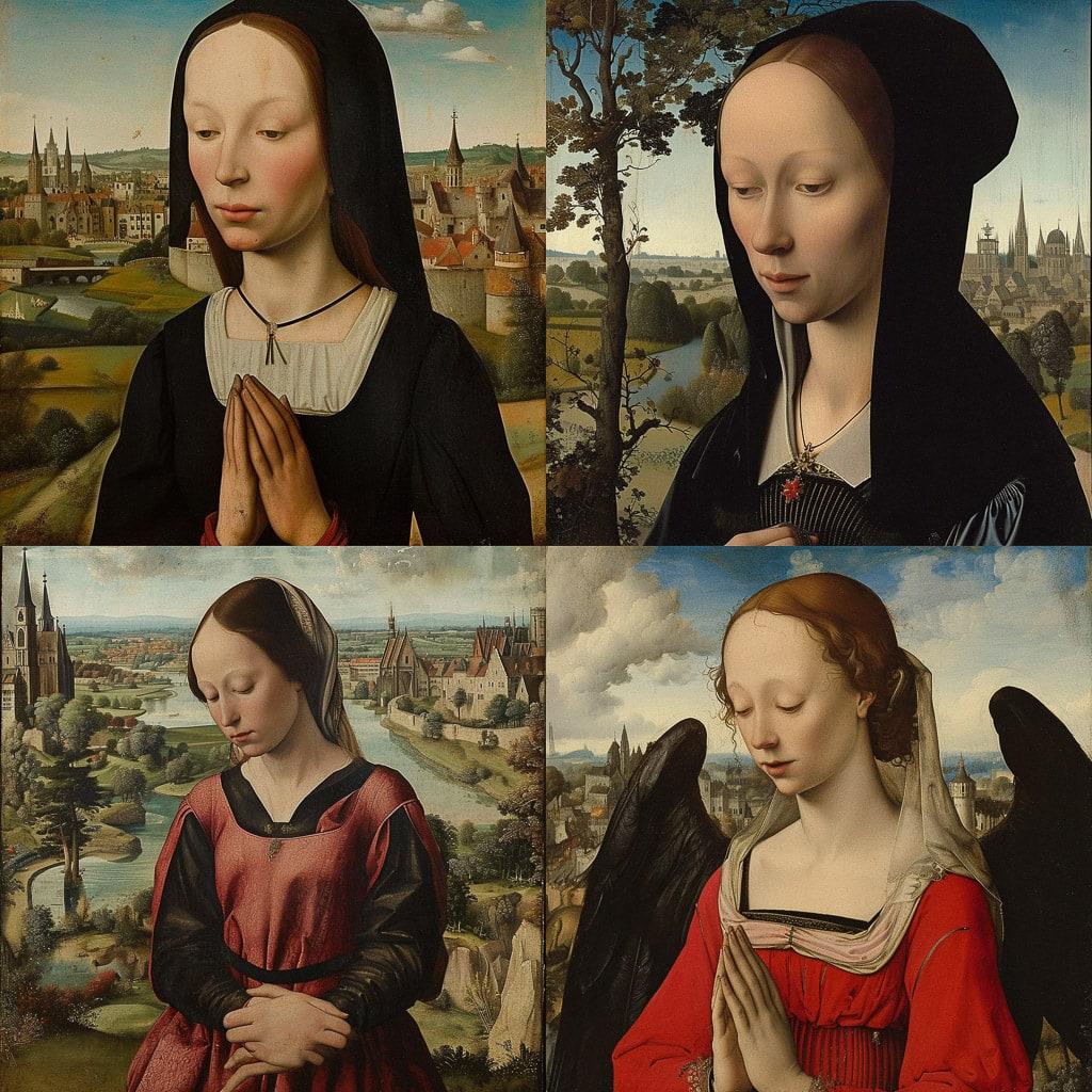 Hans Memling style, Midjourney V6, render 1 of 4