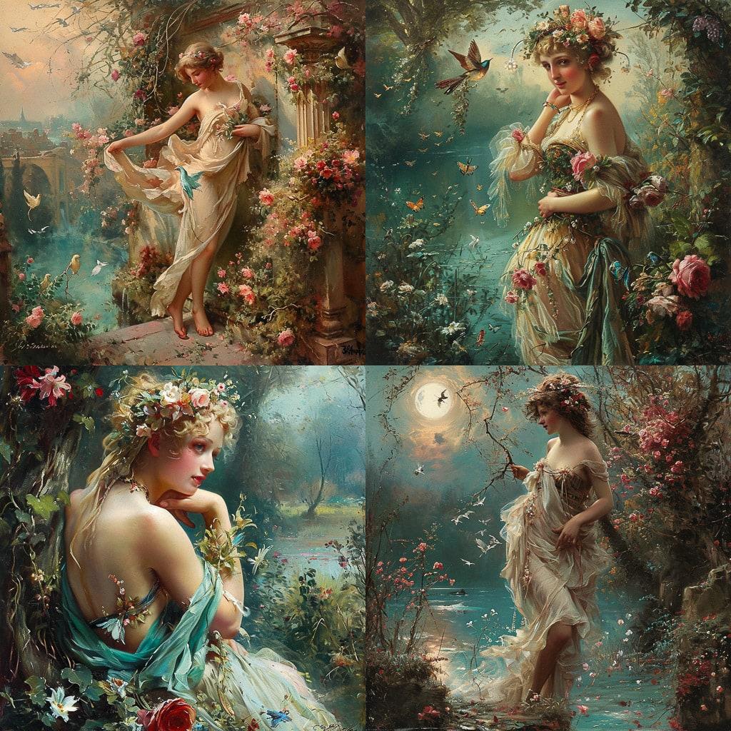 Hans Zatzka style, Midjourney V6, render 1 of 4