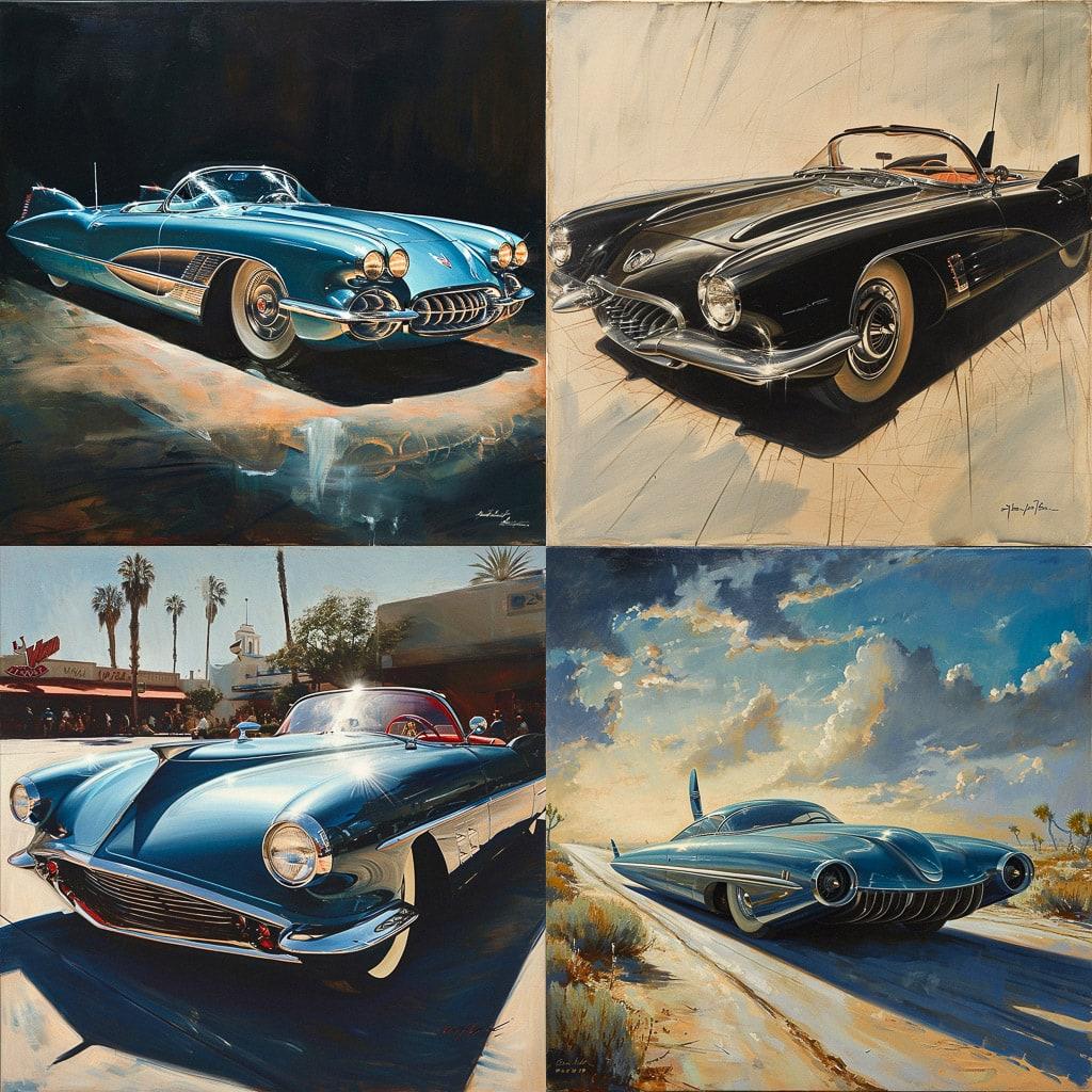 Harley Earl style, Midjourney V6, render 1 of 4