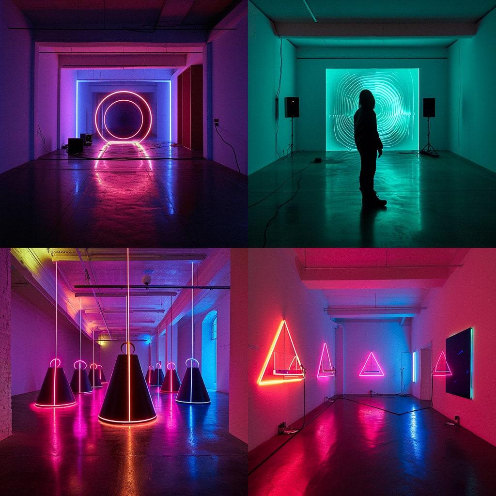 Haroon Mirza style, Midjourney V6, render 1 of 4