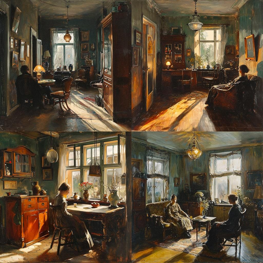 Harriet Backer style, Midjourney V6, render 1 of 4