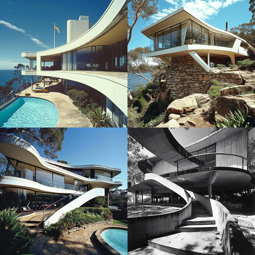 Harry Seidler style, Midjourney V6, render 1 of 4