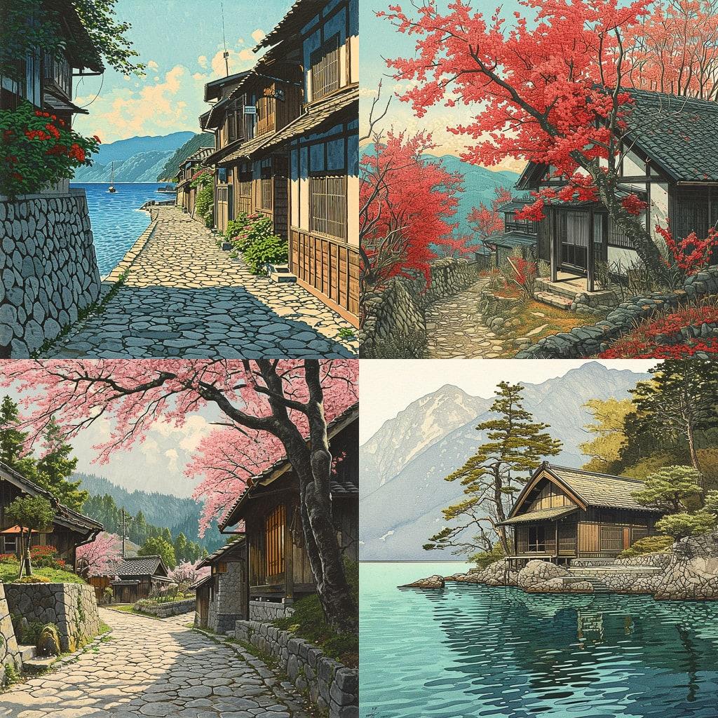 Hasui Kawase style, Midjourney V6, render 1 of 4