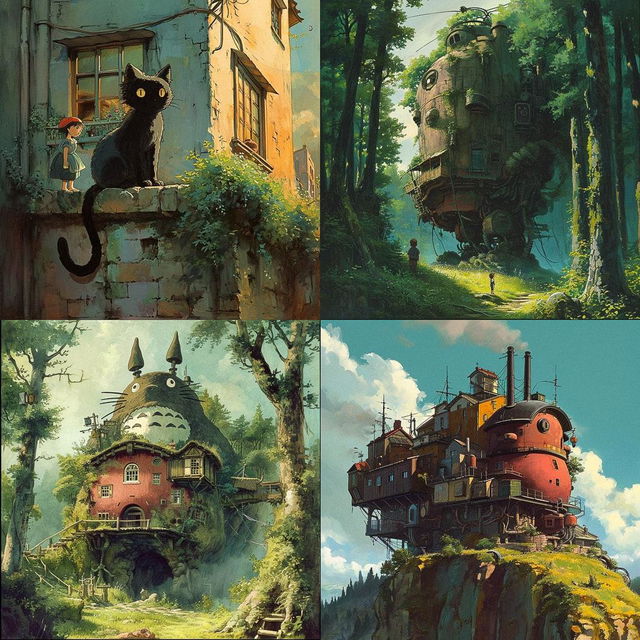Hayao Miyazaki style, Midjourney V6, render 1 of 4
