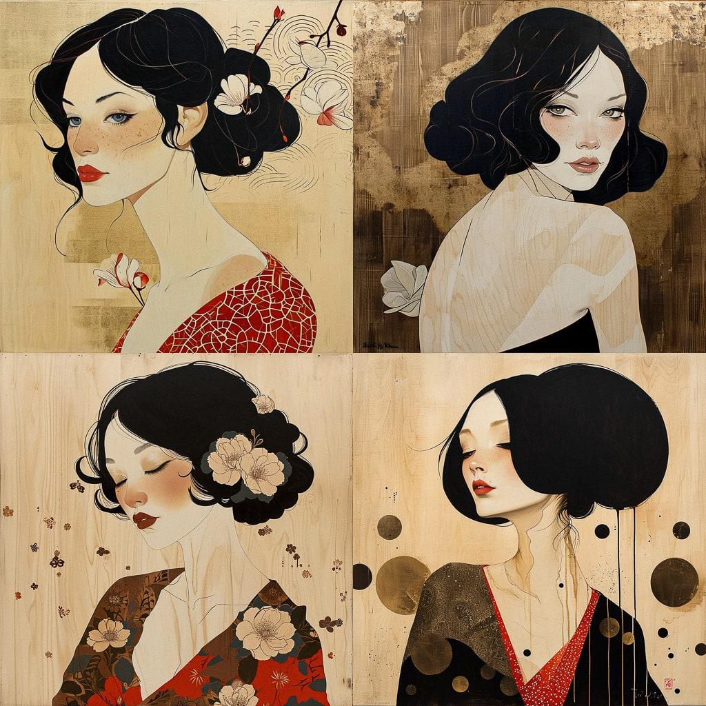 Hayv Kahraman style, Midjourney V6, render 1 of 4