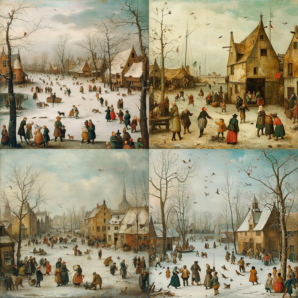 Hendrick Avercamp style, Midjourney V6, render 1 of 4