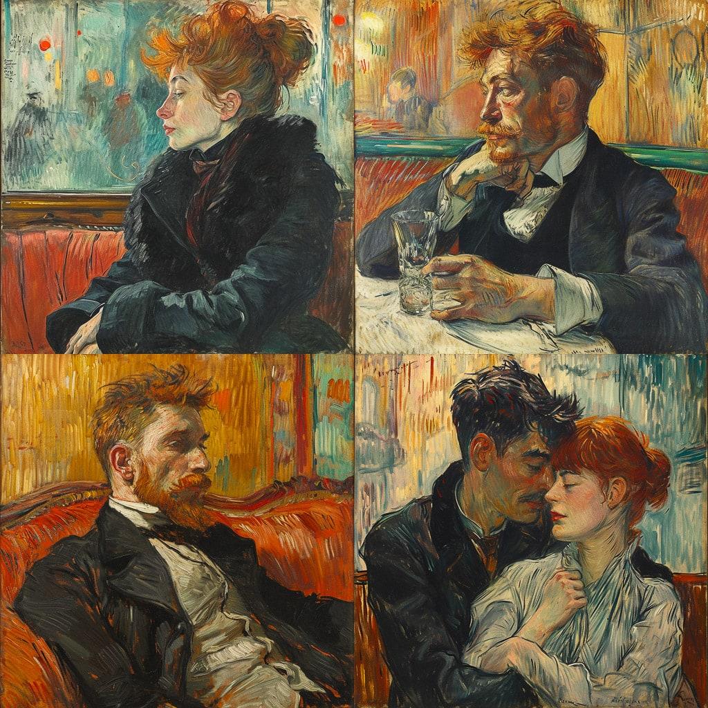 Henri de Toulouse-Lautrec style, Midjourney V6, render 1 of 4