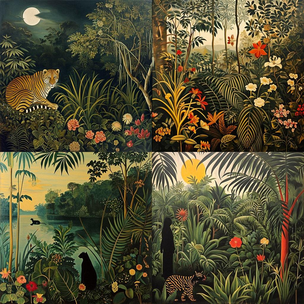 Henri Rousseau style, Midjourney V6, render 1 of 4