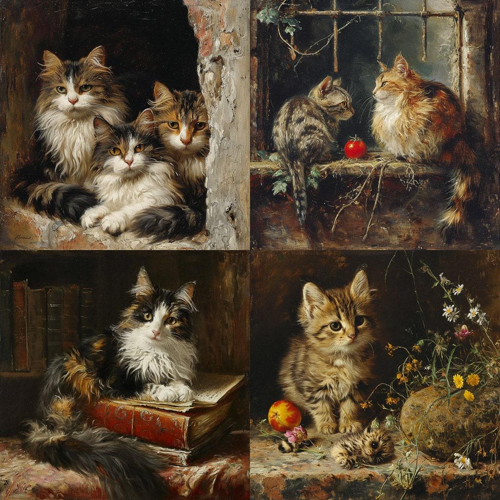 Henriette Ronner-Knip style, Midjourney V6, render 1 of 4