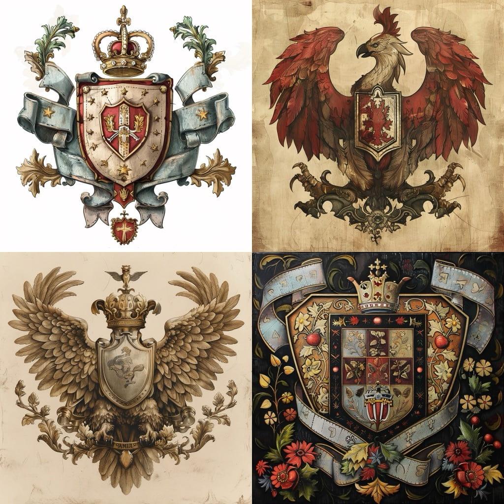 Heraldry style, Midjourney V6, render 1 of 4