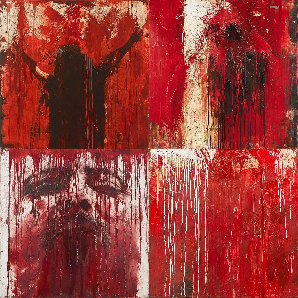Hermann Nitsch style, Midjourney V6, render 1 of 4