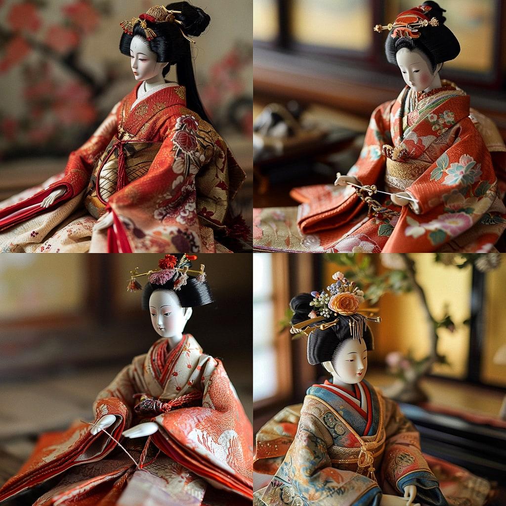 Hina doll style, Midjourney V6, render 1 of 4