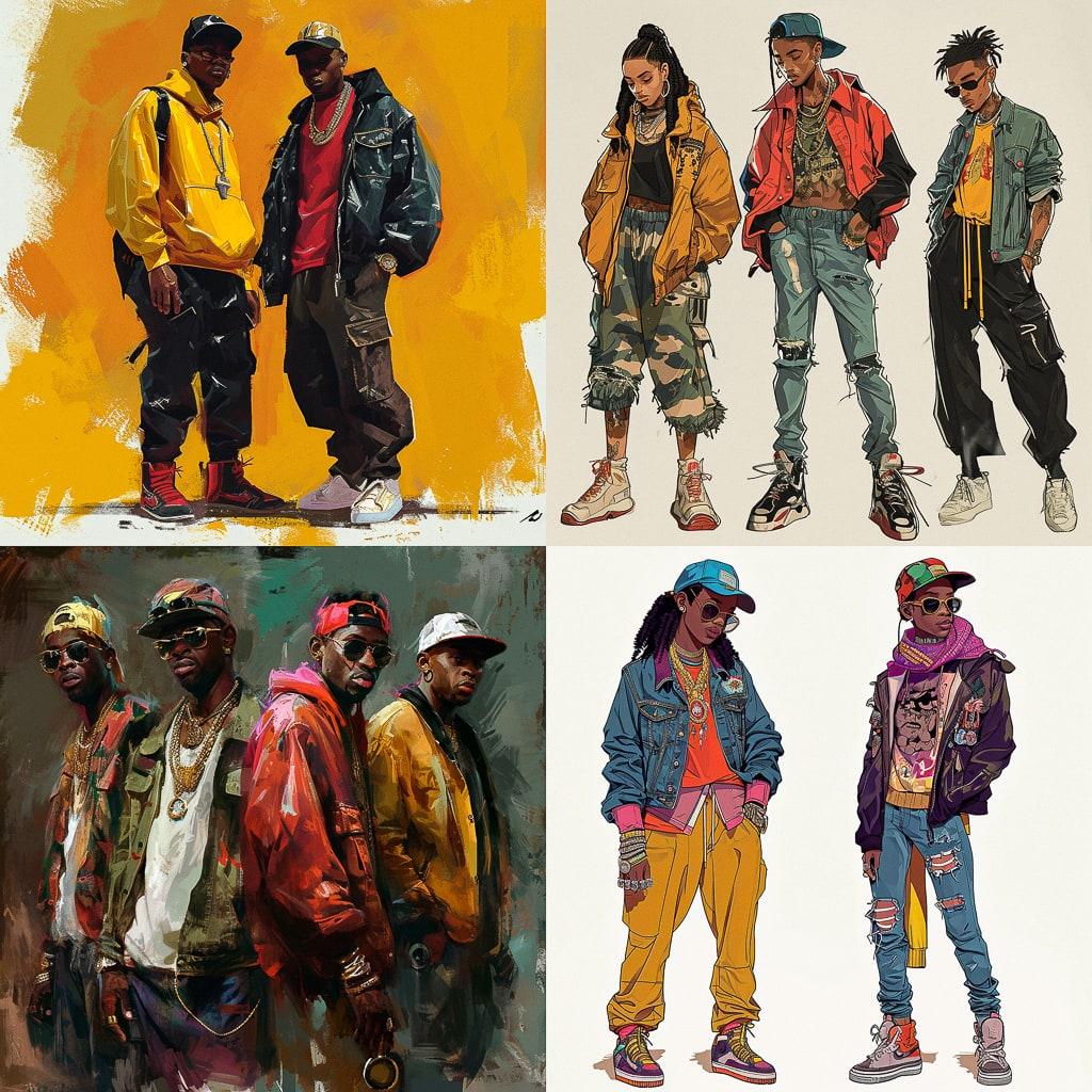 Hip Hop fashion style, Midjourney V6, render 1 of 4