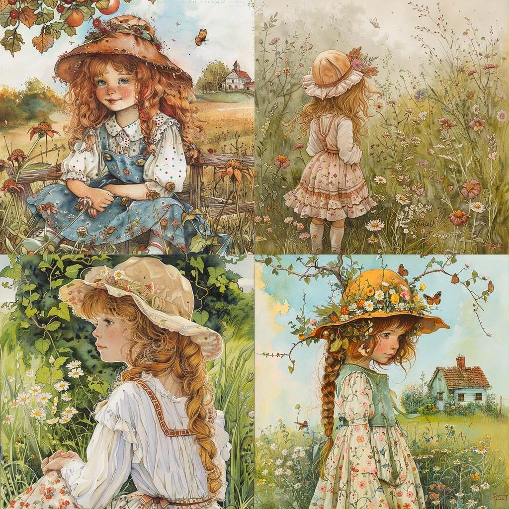 Holly Hobbie style, Midjourney V6, render 1 of 4