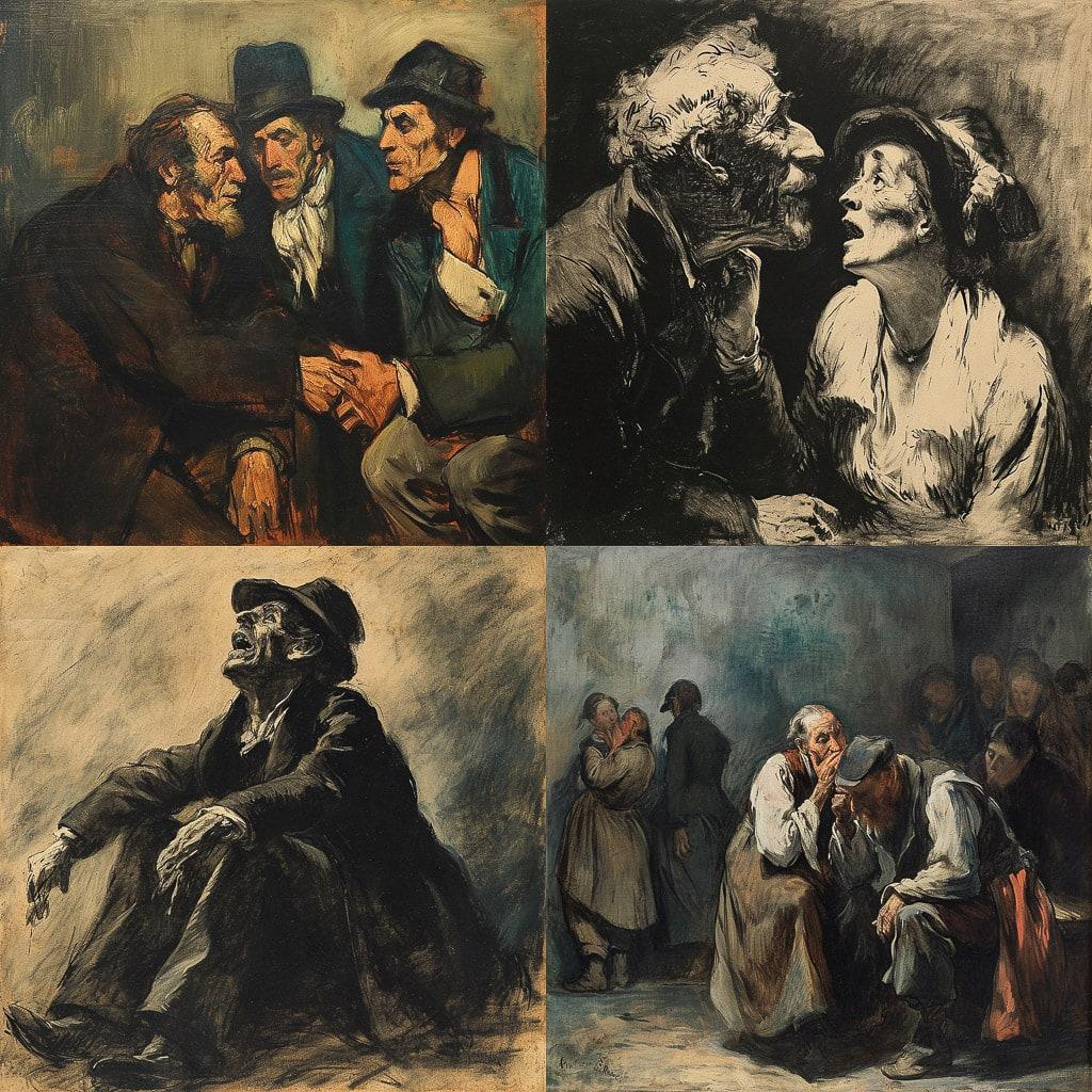 Honore Daumier style, Midjourney V6, render 1 of 4