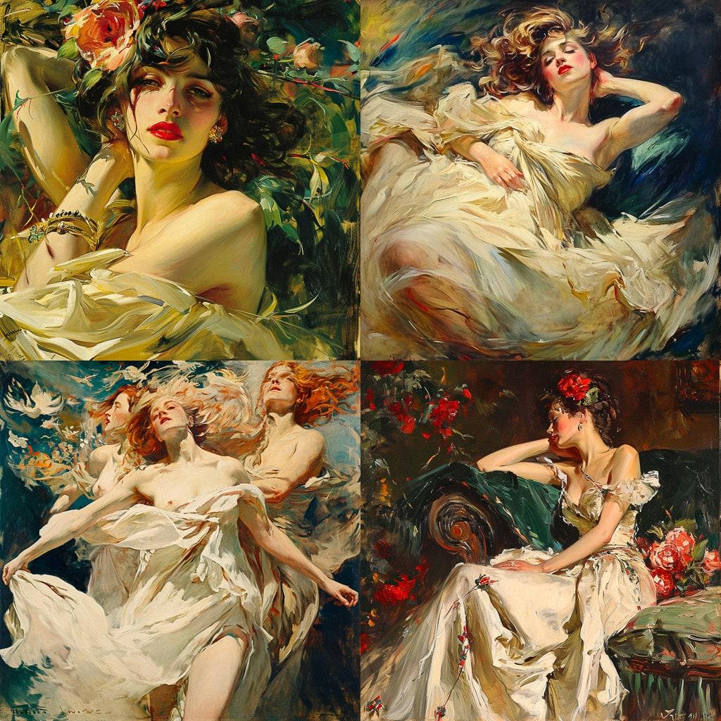Howard Chandler Christy style, Midjourney V6, render 1 of 4