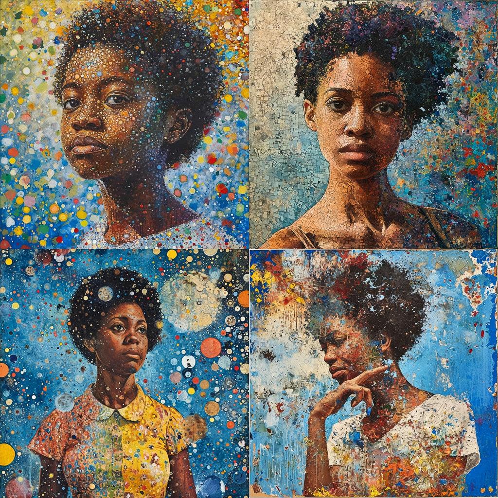 Howardena Pindell style, Midjourney V6, render 1 of 4