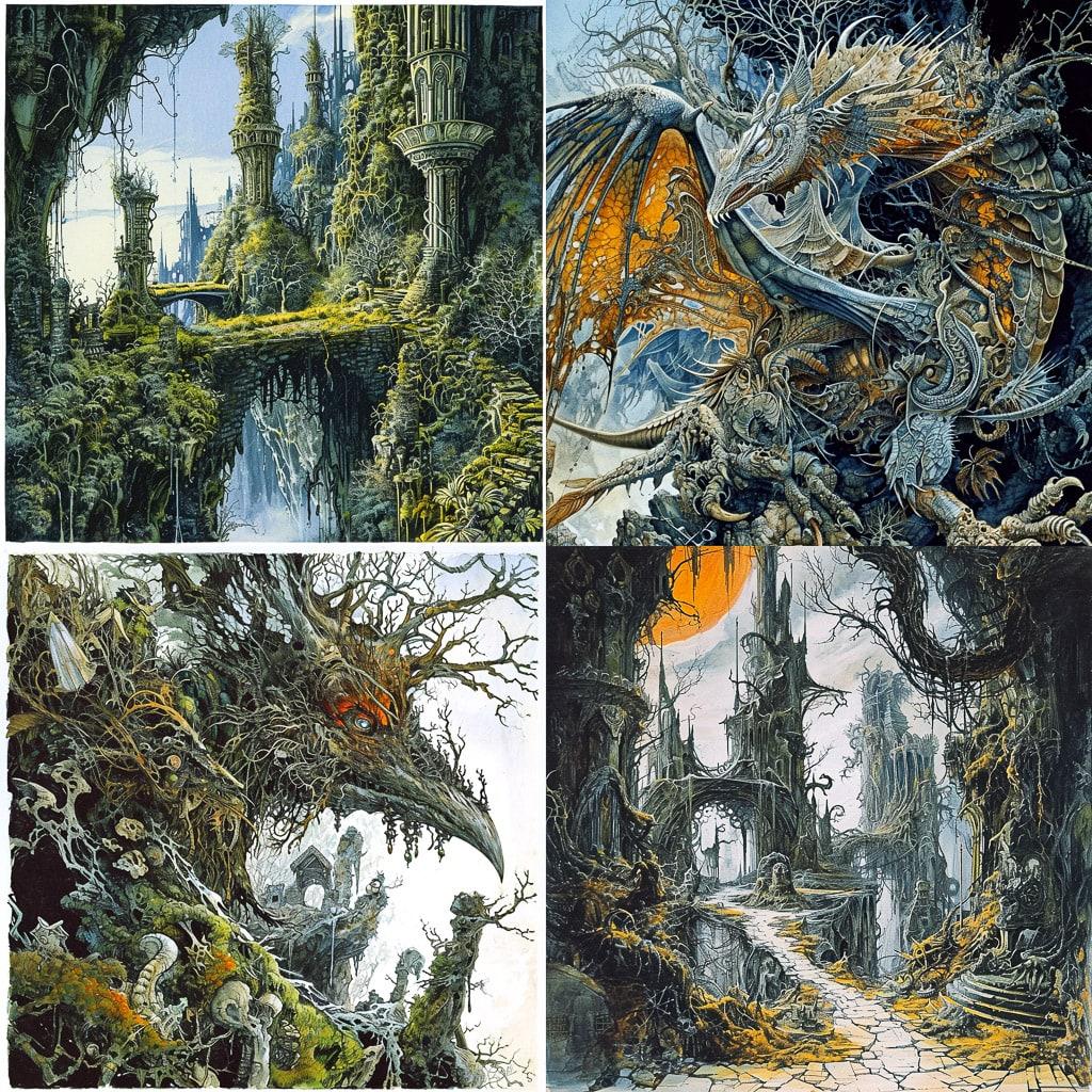Ian Miller style, Midjourney V6, render 1 of 4