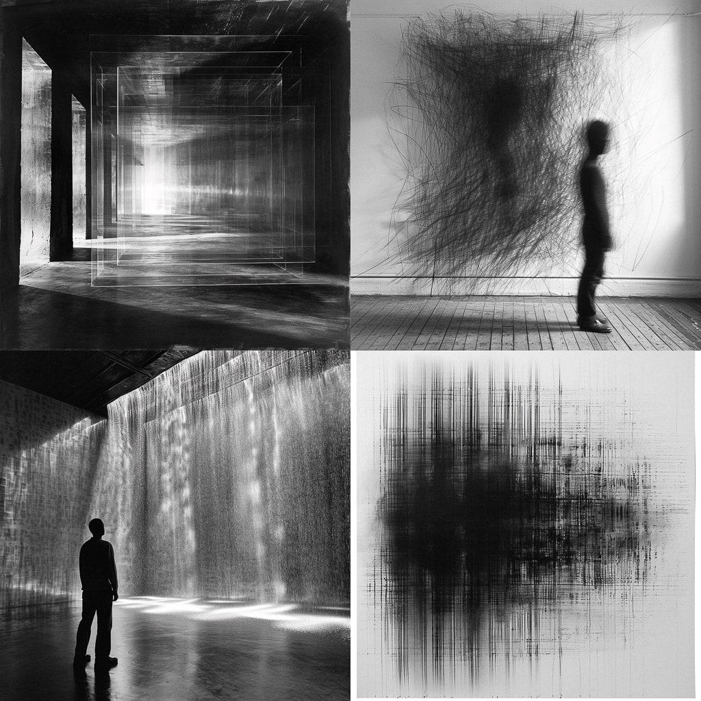 Idris Khan style, Midjourney V6, render 1 of 4